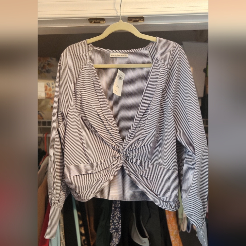 Striped Knot Front Blouse